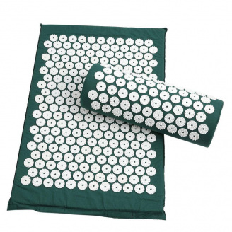 Коврик массажно-акупунктурный с подушкой Life style Acupressure Mat and Pillow Set 64х40см Темно-зеленый