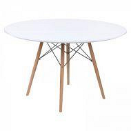 Круглий білий стіл ТауэрВуд D-120 см ніжки дерев'яні для кухні обідній