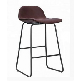 Полубарный стілець Бостон м'який темно-коричневий ніжки металеві чорні