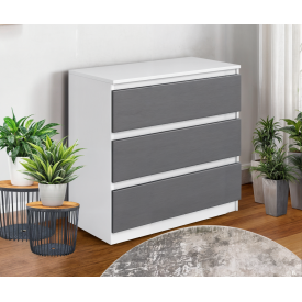 Комод малогабаритний Tobi Sho Caroll T-214 на 3 шухляди для вітальні, спальні 800х760х400 мм Білий/Антрацит