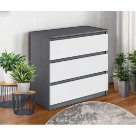 Комод малогабаритний Tobi Sho Caroll T-214 на 3 шухляди для вітальні, спальні 800х760х400 мм Антрацит/Білий