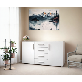 Комод с дверцами Tobi Sho Keelin ST-0004 на 4 ящика для гостиной, 1500х820х520 мм Белый