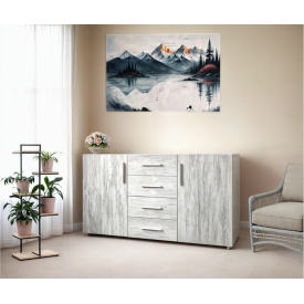 Комод з дверцятами Tobi Sho Keelin ST-0004 на 4 шухляди для вітальні, 1500х820х520 мм Бетон