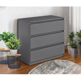 Комод малогабаритний Tobi Sho Caroll T-214 на 3 шухляди для вітальні спальні 800х760х400 мм Антрацит