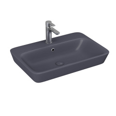 Раковина накладная Lucco Mita 650х450 прямоугольная, антрацит матовый Славута
