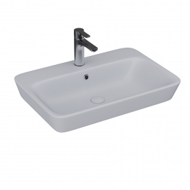 Раковина накладная Lucco Mita 650х450 прямоугольная, серебристая матовая