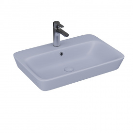 Раковина накладная Lucco Mita 650х450 прямоугольная, голубая матовая