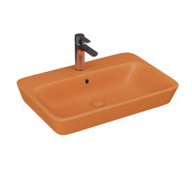 Раковина накладная Lucco Mita 650х450 прямоугольная, оранжевая матовая