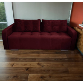 Диван прямой раскладной Tobi Sho ARMADA для гостиной велюр Крокус Бордовый/63, 2250х900х970 мм