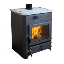 Печь с водяным контуром MBS Thermo Vulkan black stone 20 кВт верхнее подключение дымохода