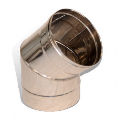 Коліно 45° на димохід Versia-Lux Ø 130 мм нержавіюча сталь 1 мм одностінний елемент Київ