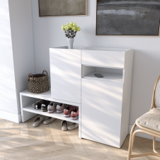 Тумба-подставка для обуви Tobi Sho Viola RS-4 с ящиком и дверцами, 1350х1017х400 мм Белый