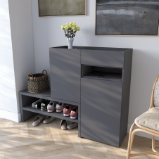 Тумба-підставка для взуття Tobi Sho Viola RS-4 з шухлядою та дверцятами, 1350х1017х400 мм Антрацит