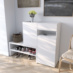 Тумба-подставка для обуви Tobi Sho Viola RS-4 с ящиком и дверцами, 1350х1017х400 мм Белый Изюм