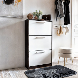 Тумба для взуття Tobi Sho Astrid ST-0021 у передпокій, 590х1200х280 мм Венге темний-Білий