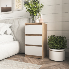 Тумба приліжкова Tobi Sho Heidi T-216 на три шухляди для спальні, 400х758х398 мм Сонома-Білий Бровари