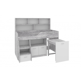 Ліжко двоярусне Puro (193,5х132х173,5 см, бетон + білий)