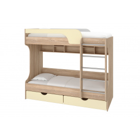 Ліжко двоярусне Planio (193,2х98,6х165,5 см, сонома + ваніль)