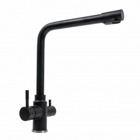 Смеситель для кухни Platinum KT 8201 (8626) двухрычажный, черный матовый