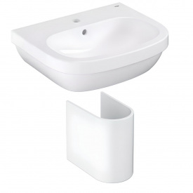 Раковина подвесная Geberit Euroeco 550×450 с полупьедесталом, прямоугольная белая (39336000_39201000)