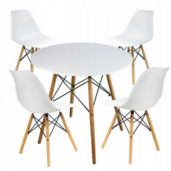 Круглий стіл JUMI Scandinavian Design white 80см. + 4 сучасні скандинавські стільці Коростень