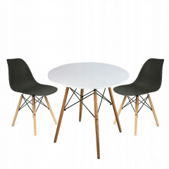 Круглий стіл JUMI Scandinavian Design black 80см. + 2 сучасні скандинавські стільці Кропивницкий
