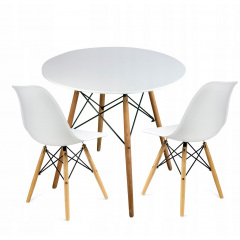 Круглий стіл JUMI Scandinavian Design white 80см. + 2 сучасні скандинавські стільці Киев