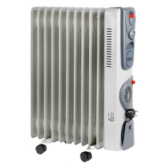 Масляный обогреватель с дуйкой Nikura 11 секций 2500 Вт Бело-серый (125261) Свеса