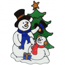 Силиконовая наклейка на стекло "Снеговики" Bambi 13-65-2 25 х 30 см