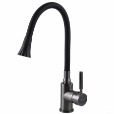 Смеситель для кухни Globus Lux Lazer гибкий излив, черный (GLLR-0203SA-GP-B01)