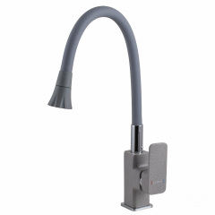 Смеситель для кухни Globus Lux Milano гибкий излив, серый (GLM-0203LA-2-G03-ARENA) Калуш