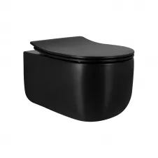 Унитаз подвесной Qtap Taurus 490×360 безободковый, черный матовый (QT2433084EUQMB)