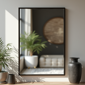 Зеркало настенное в раме Tobi Sho Melanie Black без подсветки универсальное, 700х500х20 мм