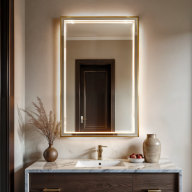 Дзеркало з підсвіткою Tobi Sho Valerie Gold для передпокою, ванної кімнати в рамі, 700х500х30 мм