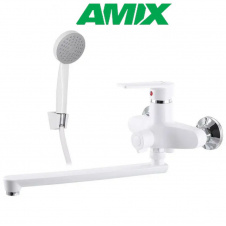 Фото - Смеситель для ванны AMIX CEZAR-006 EURO SET White (со шлангом, лейки и кронштейном), Белый Смеситель для ванны AMIX CEZAR-006 EURO SET White (со шлангом, лейки и кронштейном), Белый
