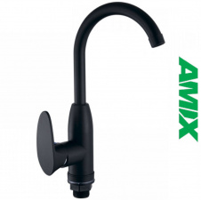 Смеситель для кухни AMIX CEZAR-011-B SET Matte black (с подводкой), Чёрный мат