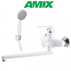 Смеситель для ванны AMIX CEZAR-006 EURO SET White (со шлангом, лейки и кронштейном), Белый Умань