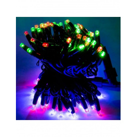 Светодиодная гирлянда нить уличная Led (2089) на 80 Bicolor светодиодов электрическая 1 режим 8 м на зеленом проводе Разноцветный