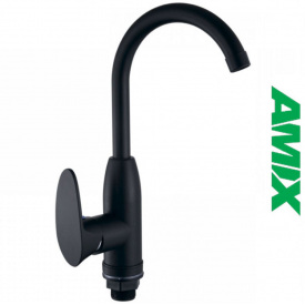 Смеситель для кухни AMIX CEZAR-011-B SET Matte black (с подводкой), Чёрный мат