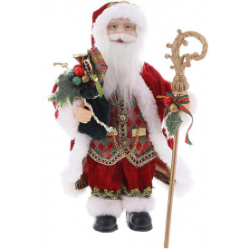 Декоративный Santa в красно-зеленом цвете с посохом и подарками BonaDi 30см DP219435