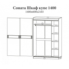 Шкаф Купе 2-х дверный Эверест Соната-140 140х60х217 см сонома белый Полтава