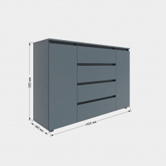 Комод Эверест Лайт КЛ-4 140х38х93 см графіт Суми