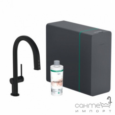 Смеситель для кухни + стартовый комплект Hansgrohe Aqittura M91 SodaSystem sBox 76836670 матовый черный
