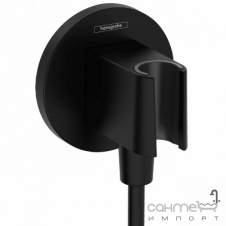 Шланговое подключение с держателем для ручного душа Hansgrohe FixFit S 26888670 матовый черный
