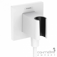 Шланговое подключение с держателем для ручного душа Hansgrohe FixFit E 26889700 матовый белый Миколаїв
