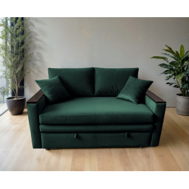 Диван мягкий Tobi Sho Kubus-140 прямой раскладной велюр Mars Изумрудный/08, 1800х800х1000 мм