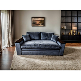 Диван прямой Tobi Sho Kubus-160 раскладной мягкий велюр Mars Синий/10, 2000х800х1000 мм