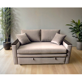 Диван мягкий Tobi Sho Kubus-140 прямой раскладной велюр Mars Бежевый/02, 1800х800х1000 мм