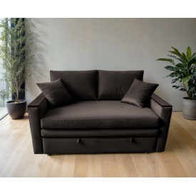 Диван мягкий Tobi Sho Kubus-140 прямой раскладной велюр Mars Коричнево-серый/04, 1800х800х1000 мм