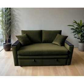 Диван мягкий Tobi Sho Kubus-140 прямой раскладной велюр Mars Оливковый/07, 1800х800х1000 мм